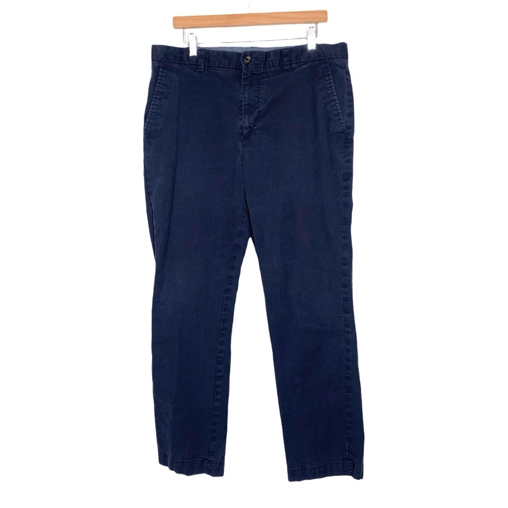 Banana Republic Aiden Chino Pants Flat Front In Navy Blue Straight Leg 36 x 32